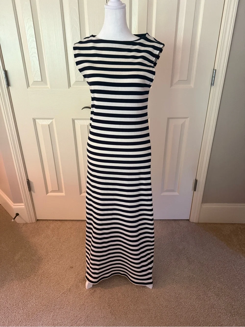 J Crew Knit Boatneck Midi Dress in Stripe, Size Small, NWT